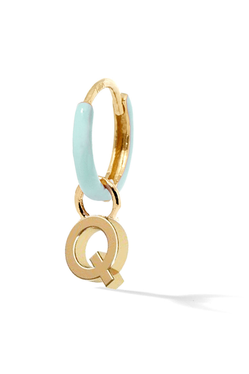 Letter Enamel Huggie - Vert Clair