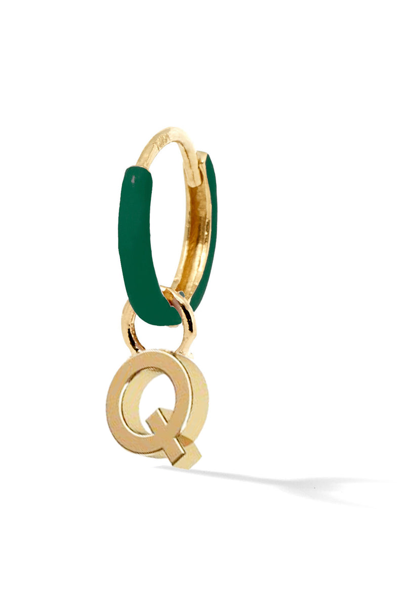 Letter Enamel Huggie - Vert