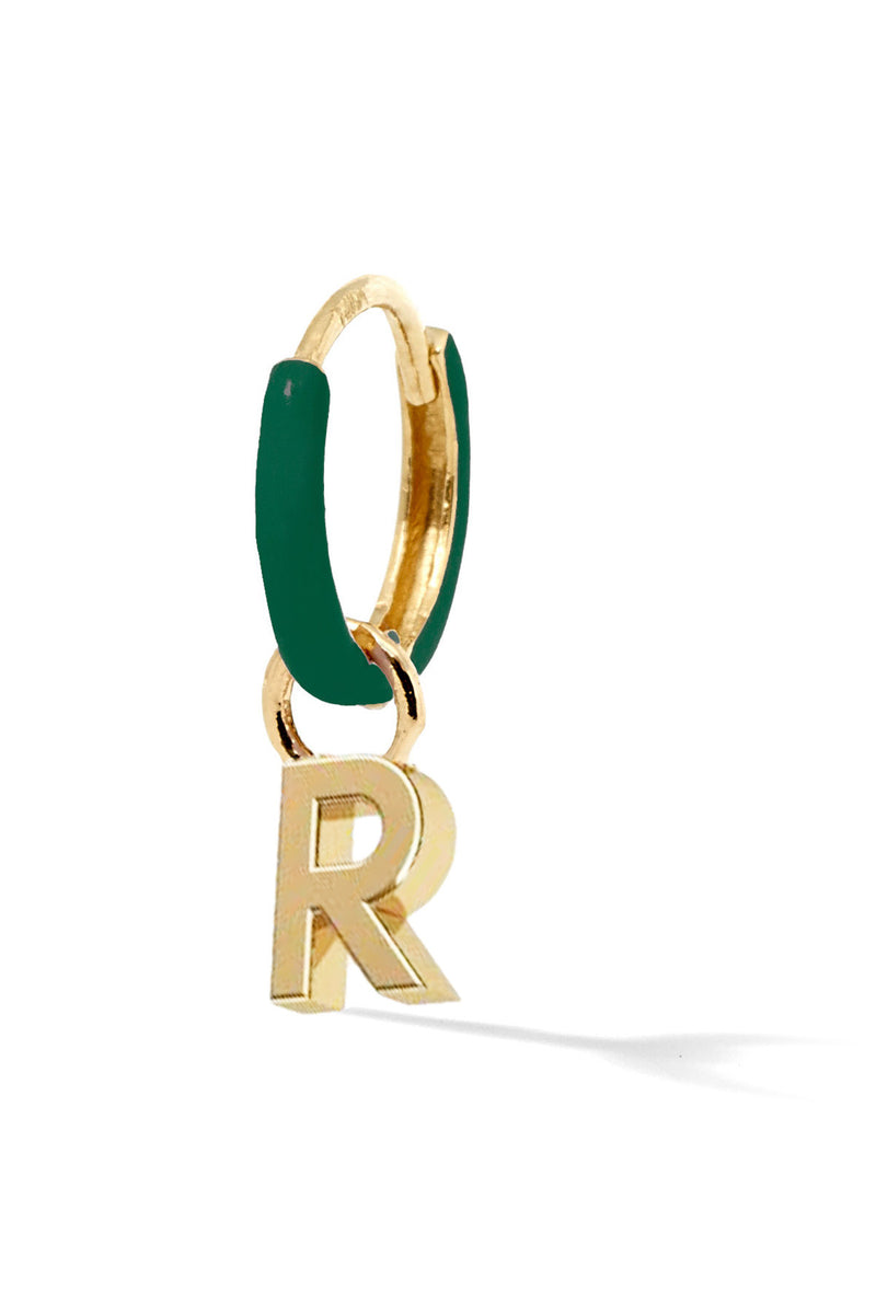 Letter Enamel Huggie - Vert
