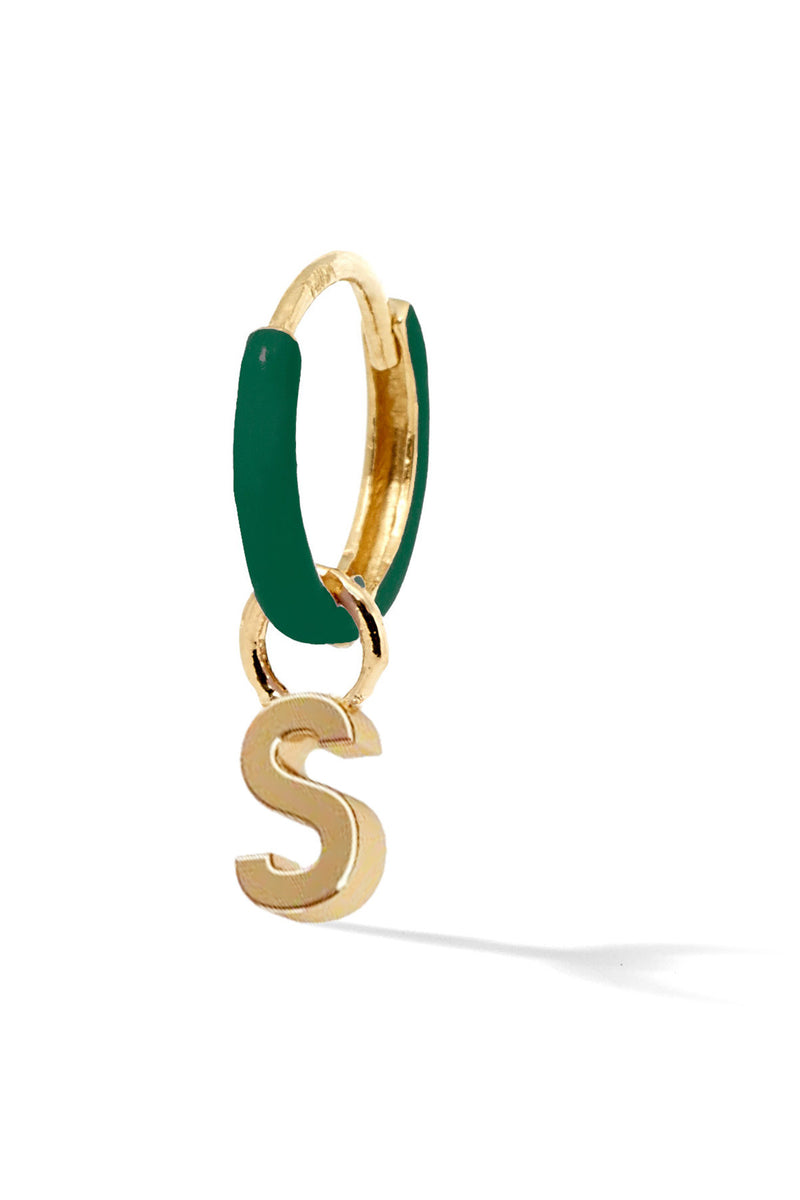 Letter Enamel Huggie - Vert