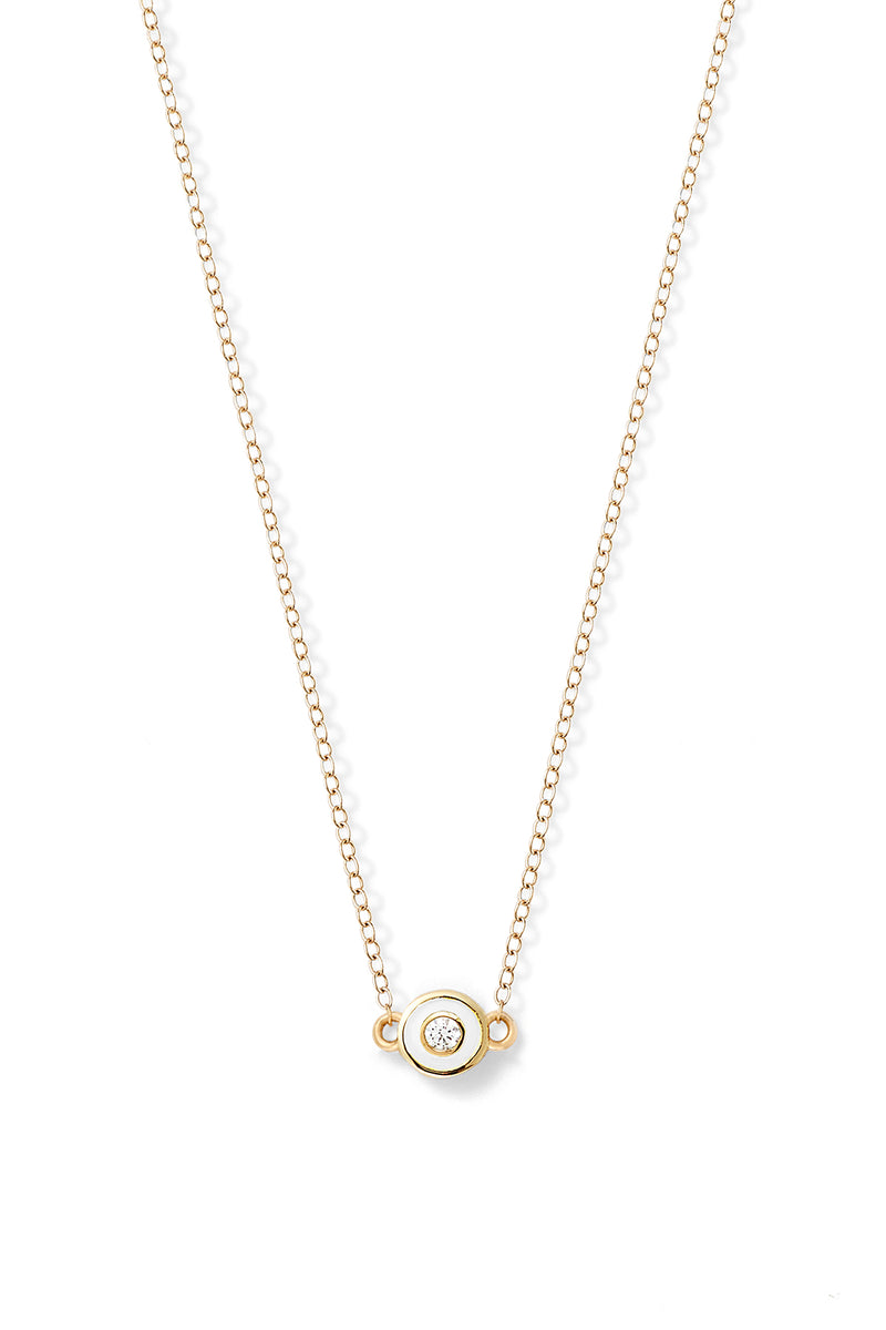 Diamond Enamel Bezel Necklace