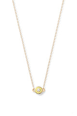 Diamond Enamel Bezel Necklace
