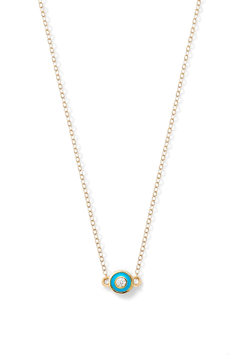Diamond Enamel Bezel Necklace