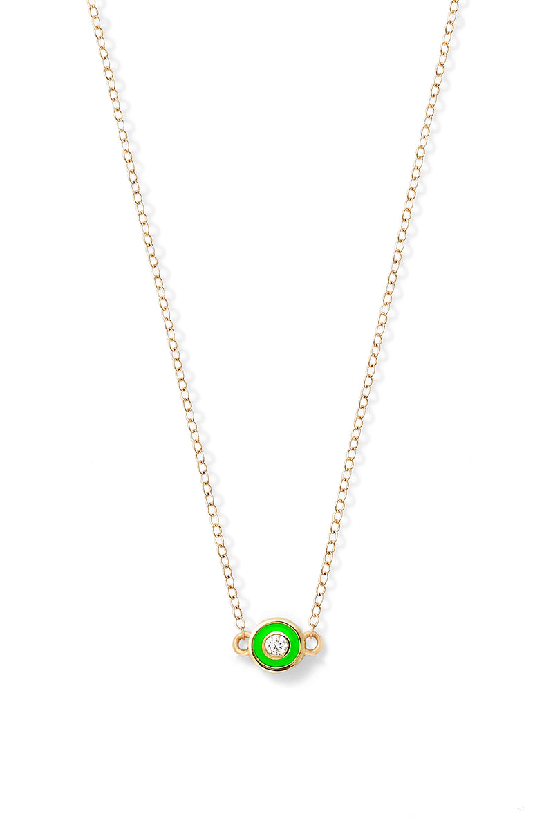 Diamond Enamel Bezel Necklace