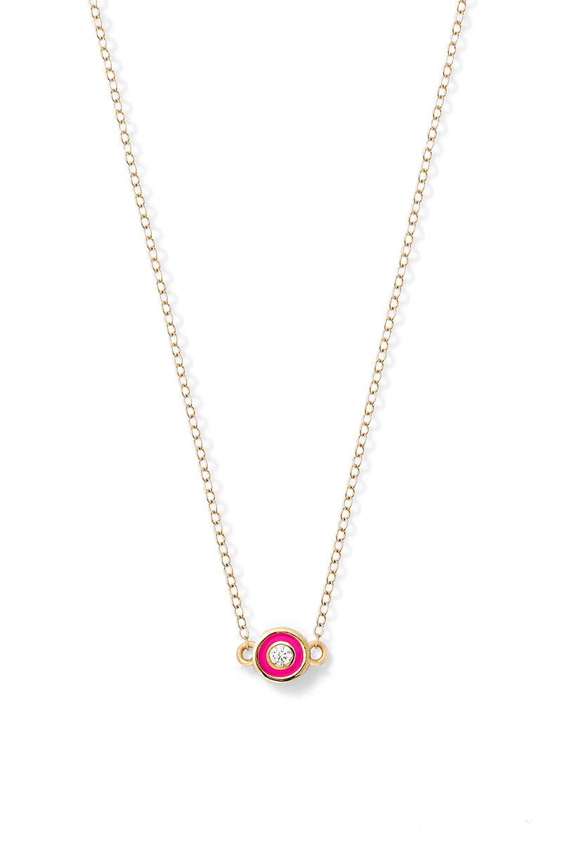 Diamond Enamel Bezel Necklace