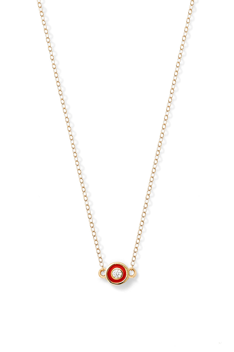 Diamond Enamel Bezel Necklace