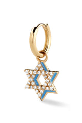 Diamond Star of David with Enamel Shadow Huggie