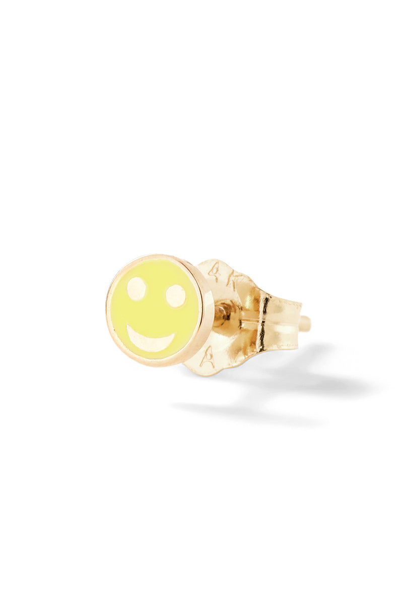 Tiny Happy Face Stud - In Stock