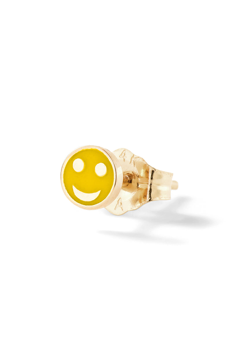 Tiny Happy Face Stud - In Stock