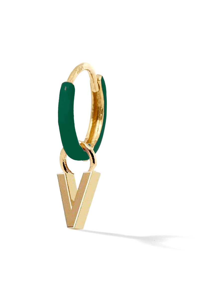 Letter Enamel Huggie - Vert