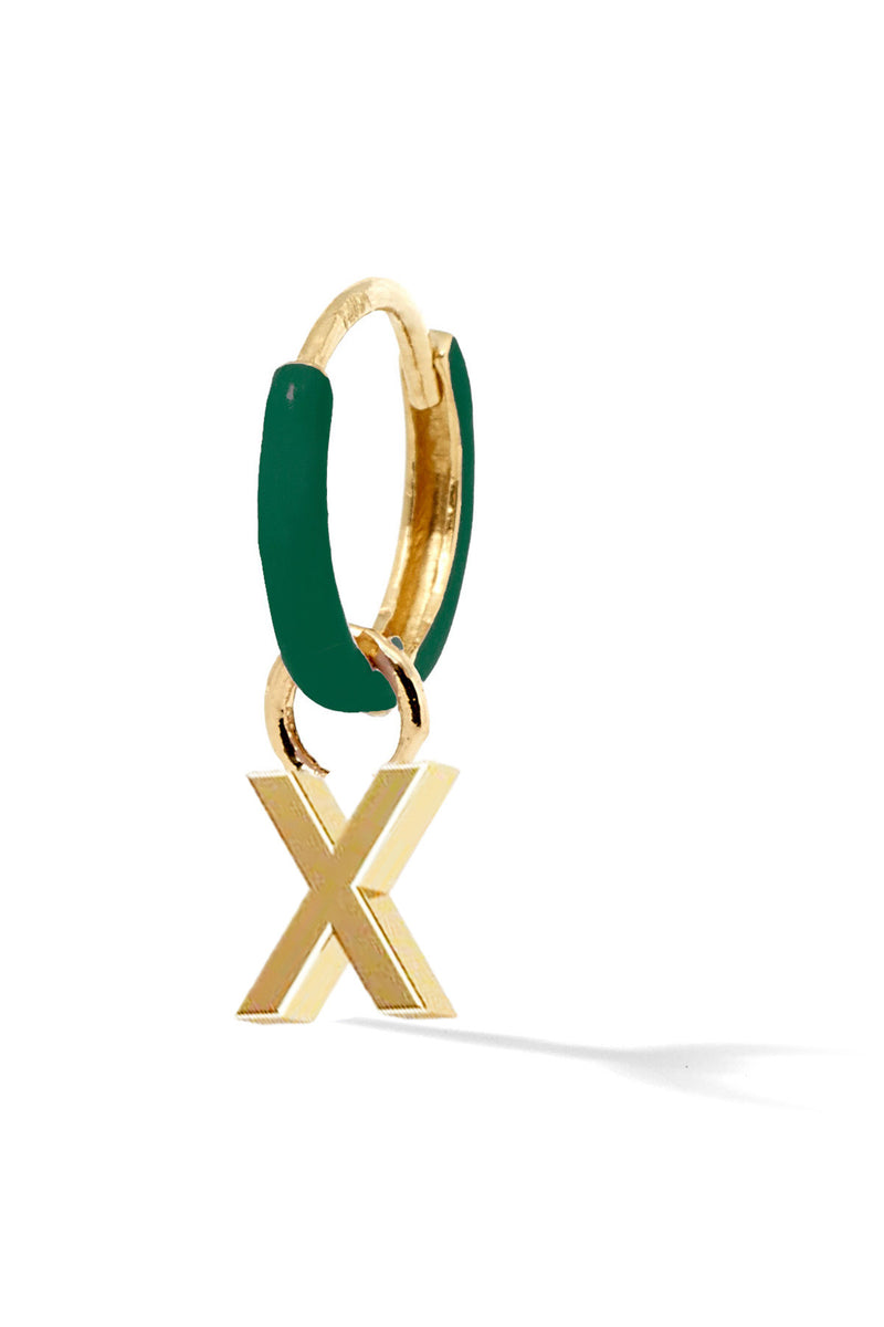 Letter Enamel Huggie - Vert