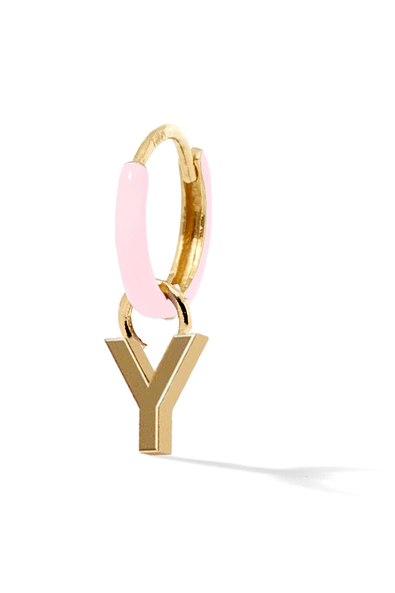 Letter Enamel Huggie - Rose Clair
