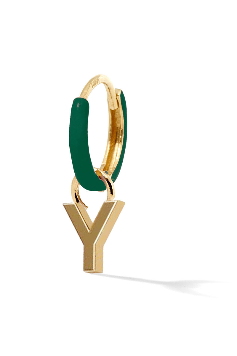 Letter Enamel Huggie - Vert