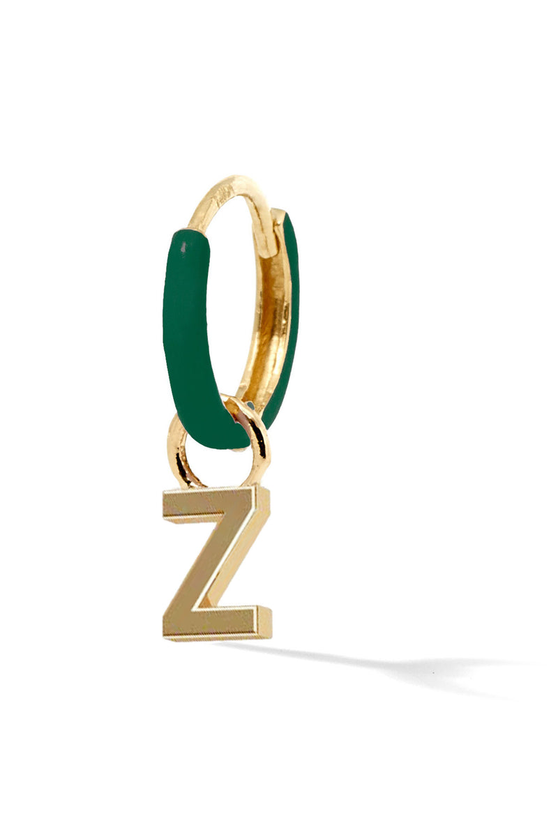 Letter Enamel Huggie - Vert