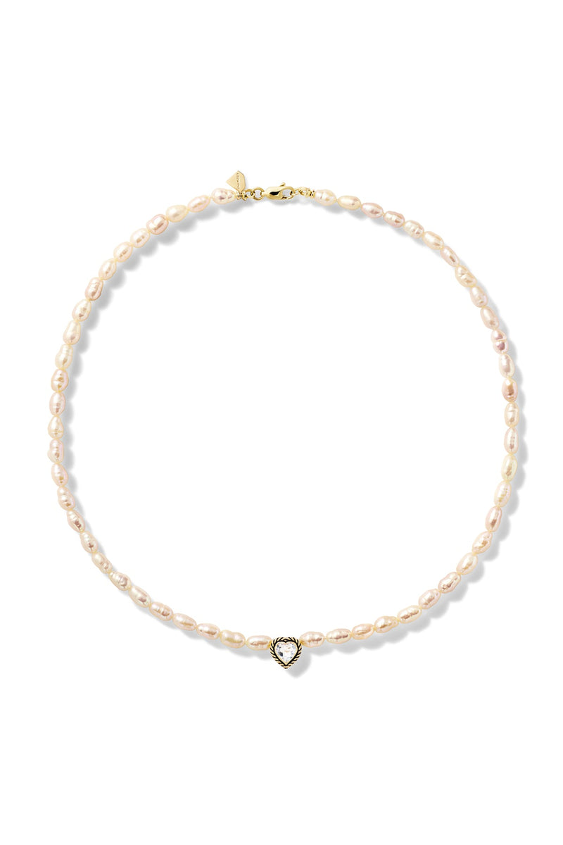 Pearl Streamer Heart Necklace - In Stock